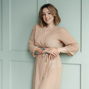 Sheer Robe, Long Robe, Lace Robe, See Through Robe, Sheer Negligee, Sheer Kimono, Gift for Girlfriend