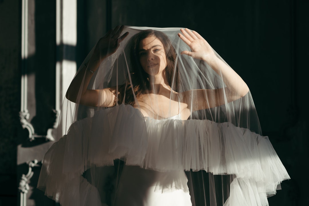 Wedding Cloak, Bridal Cloak, Bridal Cape, Bridal Veil, Ruffle Veil ...