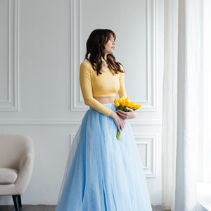 Sky blue tulle skirt – long flowing maxi bridal separate
