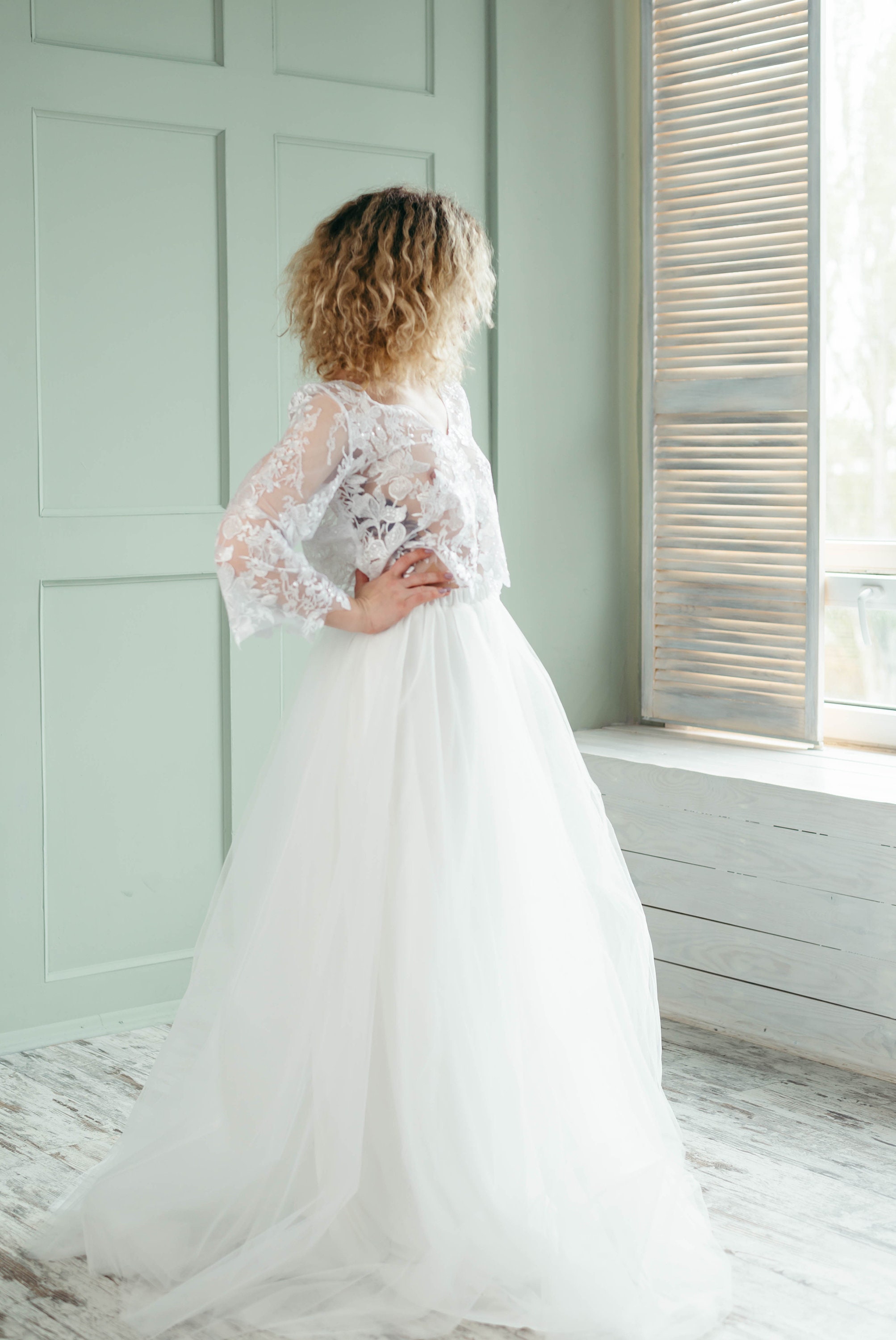 Bridal Top - Lace Wedding Top - White Blouse - Bridal Separates