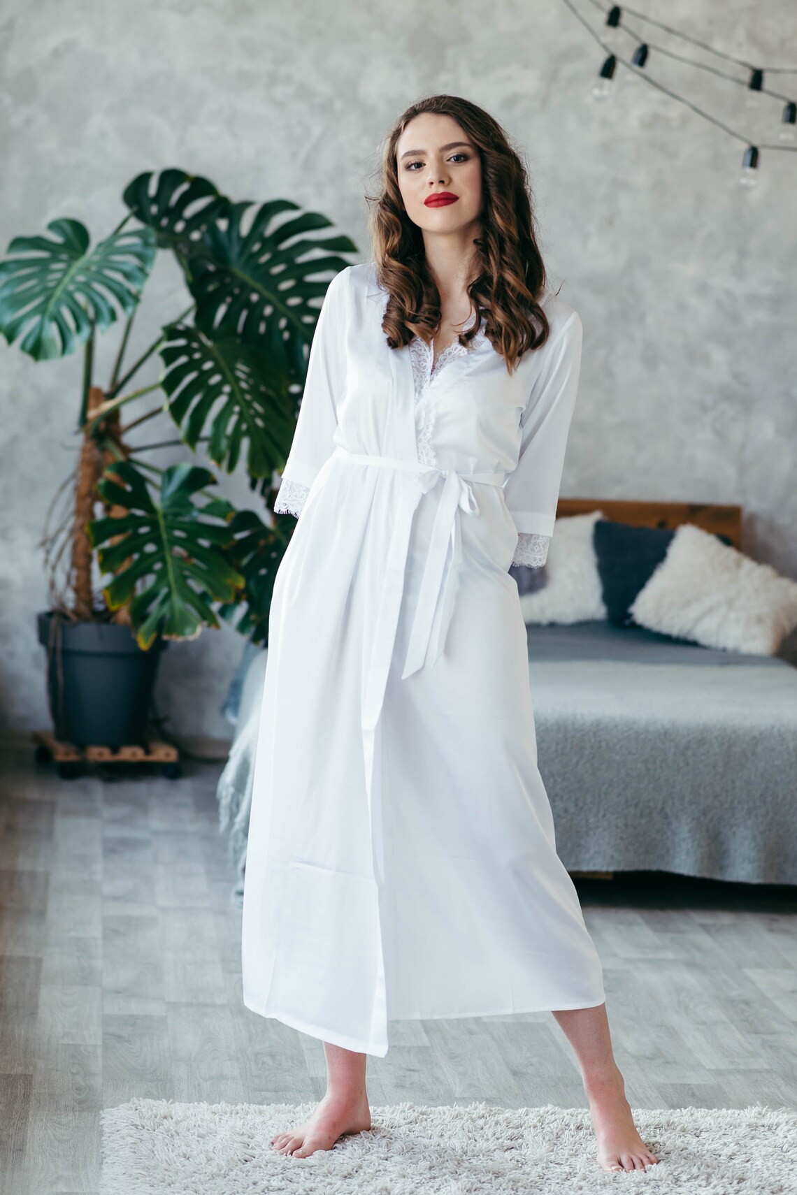 Long White Robe White Wedding Robe Bridal Robe Long Robe | Etsy