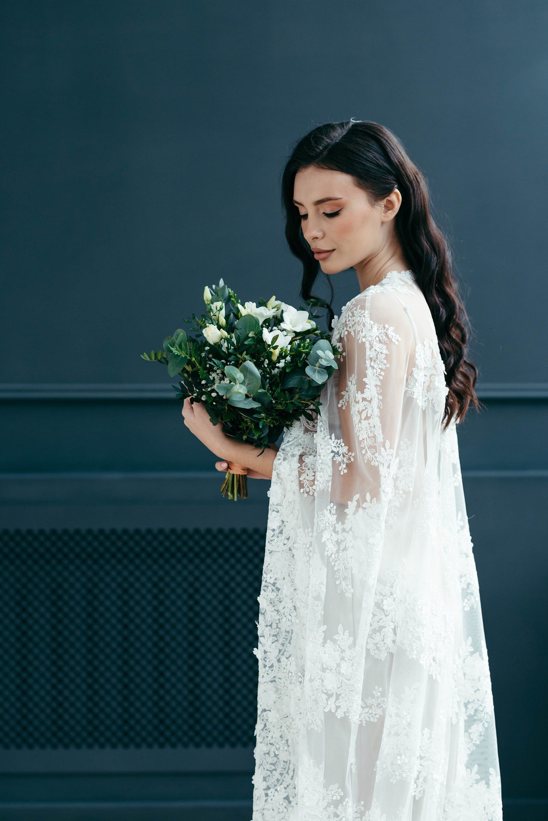 Wedding Cape Wedding Cloak Hooded Cloak Lace Cape Ivory Veil