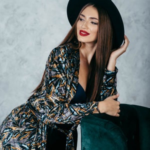 Handcrafted Velvet Kimono Robe: Boho Festival Jacket