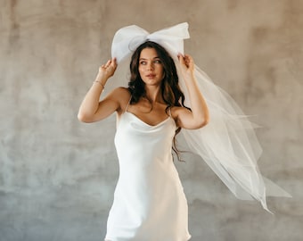 Bridal Bow Veil: Silky Tulle Bride Hair Accessory