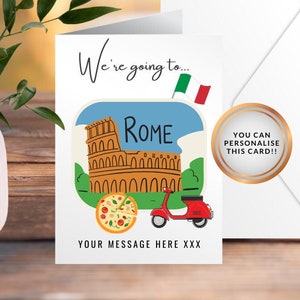 Carte personnalisée We're Going To Italy Rome – Italie vacances voyage surprise cadeau anniversaire carte mari femme – fabriqué au Royaume-Uni