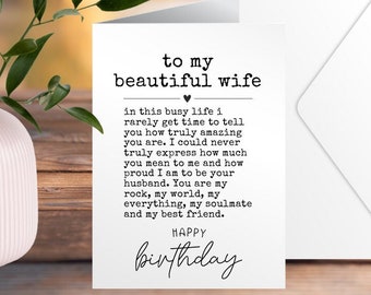 Wife Birthday Card - Special Birthday Card For My Beautiful Wife - Birthday Cards - Romantic Birthday Card For Wife - Best Friend Soulmate