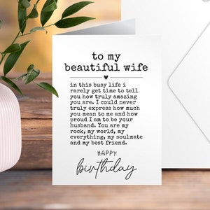 Wife Birthday Card Special Birthday Card for My Beautiful Wife Birthday