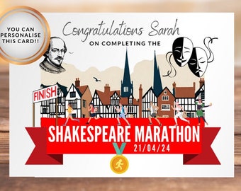 Congratulations on completing the Shakespeare Marathon Card 21st April 2024 Stratford-upon-Avon Marathon Marathon Runner Card