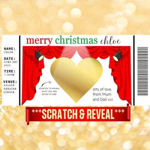 Personalised Surprise Theatre Card Personalised Surprise bithday Tickets Surprise Reveal For theatre Scratch Off Surprise play panto imagem 1
