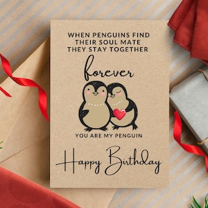 Carte d’anniversaire Pingouin pour petit ami, petite amie, mari, femme, carte d’anniversaire romantique Pour lui, vous êtes mon pingouin, Partners For Life CD007