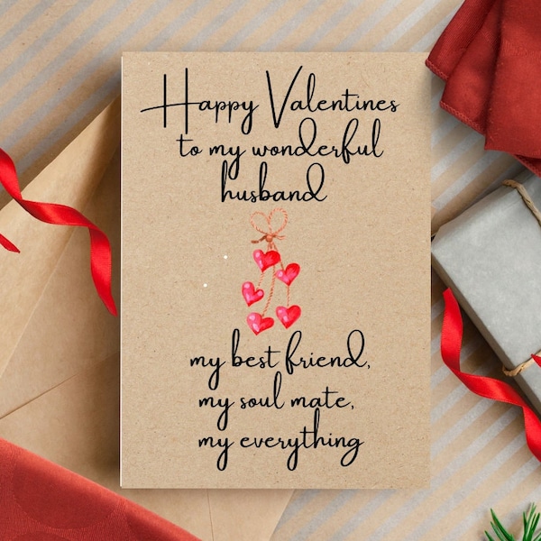Husband Valentines Card - Wonderful Husband Valentines Cards - Valentines Day Cards for Husband - Romantic Valentines Day Card Hubby CD046