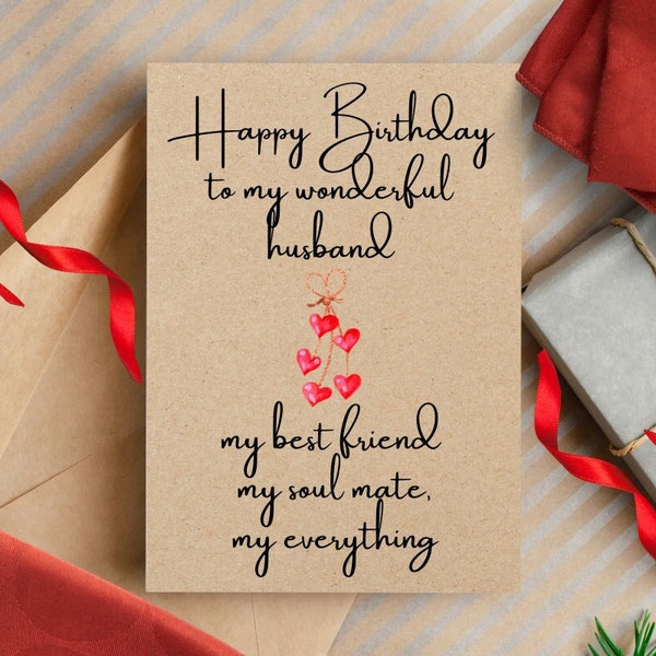 Husband Birthday Card - Wonderful Husband Birthday Cards - Romantic Birthday Card for Husband - Birthday Cards for Husband