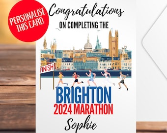Congratulations on completing the Brighton Marathon Card 7th April 2024 Brighton Marathon Congratulations Brighton Marathon Runner Card