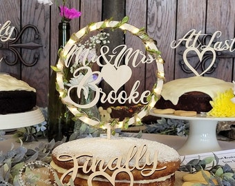 Wedding Cake Topper, Custom Wedding Cake Topper, Personalised Wedding Cake Topper, Mr And Mrs Wedding Cake Topper, Wooden Cake Topper