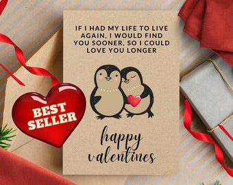 Romantic Husband Soulmate Birthday Card Romantic Poem Penguin Birthday
