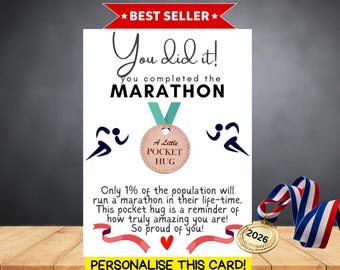 You Did it You Completed the Marathon Gift - Marathon Finisher Pocket Hug Runner Race Day Pick Me Up Gift Good Luck Congratulations