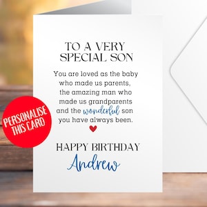Cartão de aniversário de filho, cartão de filho especial, cartão de poema de filho, cartão de aniversário de filho adulto, cartão de aniversário para filho maravilhoso
