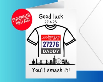 Good Luck in the London Marathon Card - London Marathon 27th April 2025 - Good Luck Card to send Marathon Runner - Blank Inside