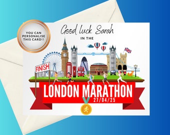 Carte bonne chance pour le marathon de Londres – Marathon de Londres 27 avril 202520 – Carte bonne chance à envoyer au coureur de marathon – Intérieur vierge