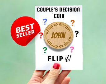 Decision Coin - Custom Engraved Brass Coin - Couples Flip Coin - Gifts for Her/Him