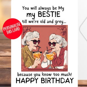 Carte d'anniversaire pour ma meilleure amie - Carte d'anniversaire amusante pour meilleure amie - Carte personnalisée