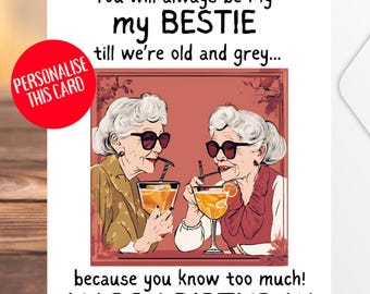 My Bestie Birthday Card - Best Friend Funny Birthday Card - Personalized Card
