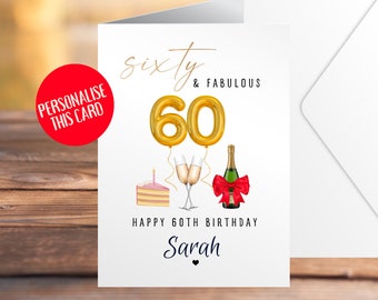 60th birthday card - special birthday card for sixtieth birthday - personalised card - gift - happy birthday - sixty birthday card