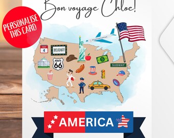 Good Luck Card Congratulations Personalized Camp America Travel Card, Traveling Abroad, Work Experience