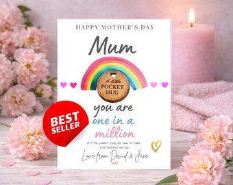 Mothers Day Card - Mum in a Million Happy Mother's Day - Pocket Hug & Hearts