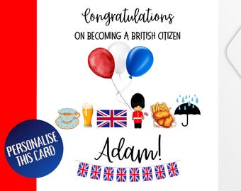 Congratulations on Your UK Citizenship Card Personalized Congratulations On Becoming A British Citizen Card British Citizenship Card