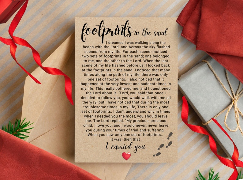 Footprints in the Sand Poem Art Print Inspirational Etsy UK