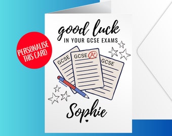 Good Luck in your GCSE exams, personalised with name