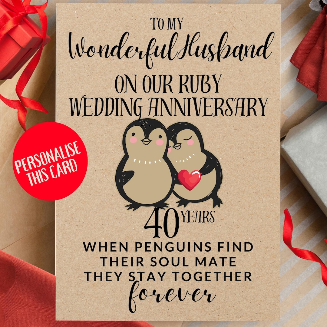 Ruby 40th Wedding Anniversary Card for Husband - Happy Anniversary ...