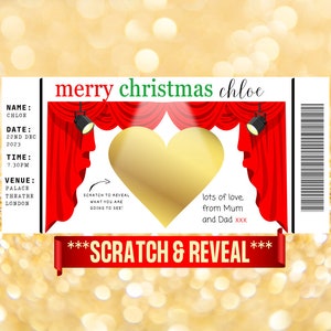 Personalised Surprise Theatre Card Personalised Surprise bithday Tickets Surprise Reveal For theatre Scratch Off Surprise play panto imagem 2