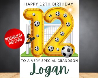 Football Birthday Card Personalized Any Age 3rd 4th 5th 6th 7th 8th 9th 10th 11th 12th 13th 14th Son Grandson Nephew Brother Cousin Friend