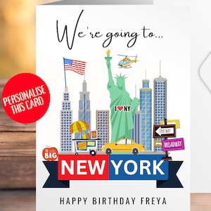 Biglietto viaggio a sorpresa a New York - Biglietto "Andiamo a New York City" - Biglietto NYC personalizzato CD060