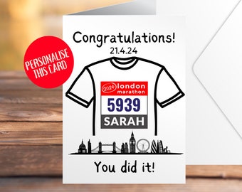 Congratulations on completing the London Marathon Card 21st April 2024 London Marathon Congratulations London Marathon Marathon Runner Card