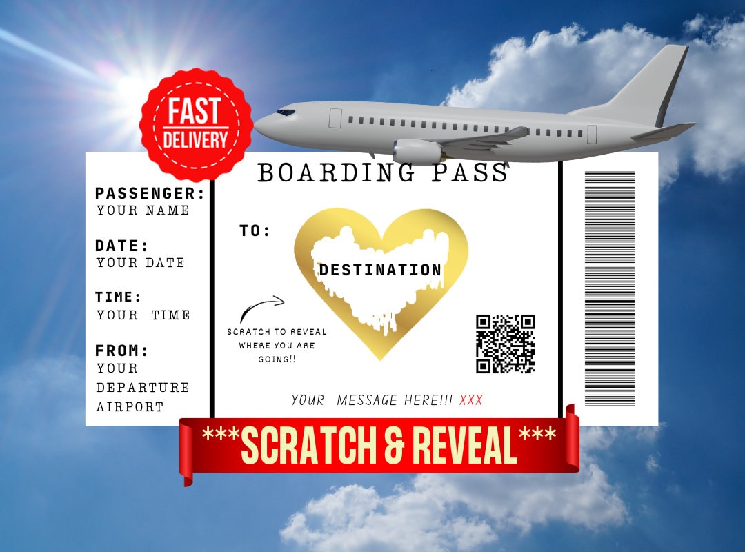 Carte d'embarquement personnalisée Billet d'avion de vacances