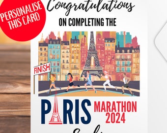 Congratulations on completing the Paris Marathon Card 7th April 2024 Paris Marathon Congratulations Paris Marathon Runner Card