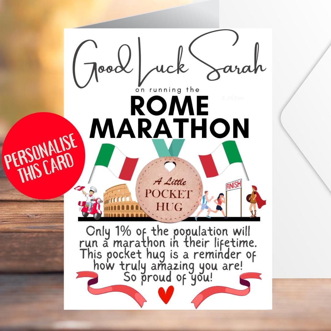 Rome Marathon Card Good Luck in the Rome Marathon Congratulations Card ...