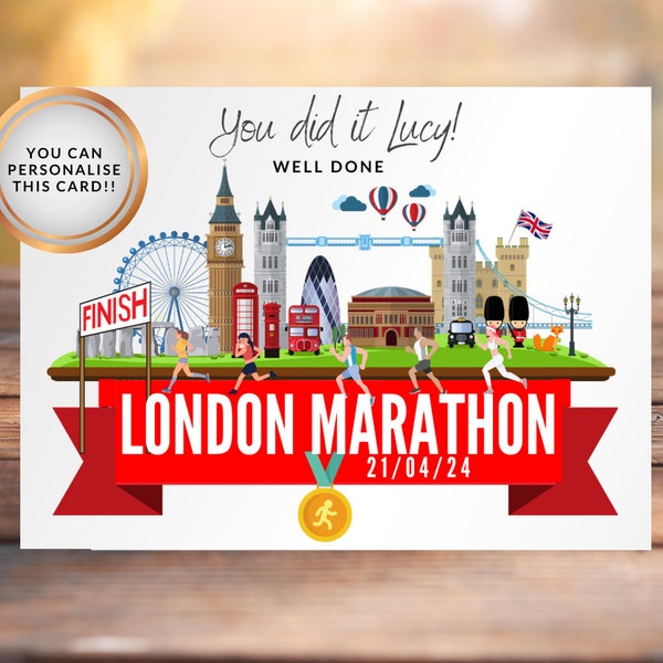 London Marathon 2024 You Did It Well Done Gifts Congratulations on completing the London Marathon Card 21st April 2024 Marathon Runner Card