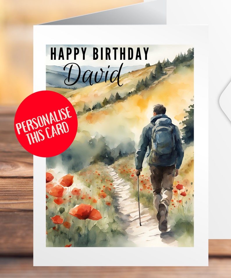Mountain View Trekking Climber Card for Hiker - Birthday Card for ...