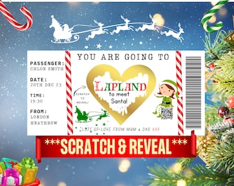 Printed Boarding Pass Ticket - Lapland, going to see Santa, Father Christmas, surprise, Personalized