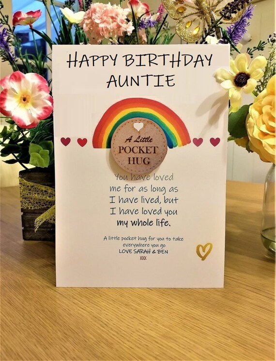 I Love You token Birthday Gift Personalised birthday Present DD2323 Wooden Token Pocket Hug
