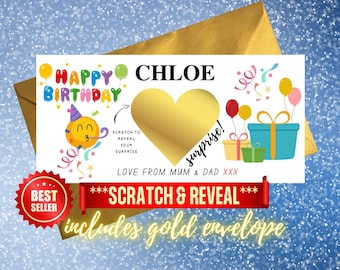 Scratch To Reveal Birthday Voucher | Custom Made Scratch Off Personalized Card For Surprise Birthday Gift - Holiday Concert ANY Surprise