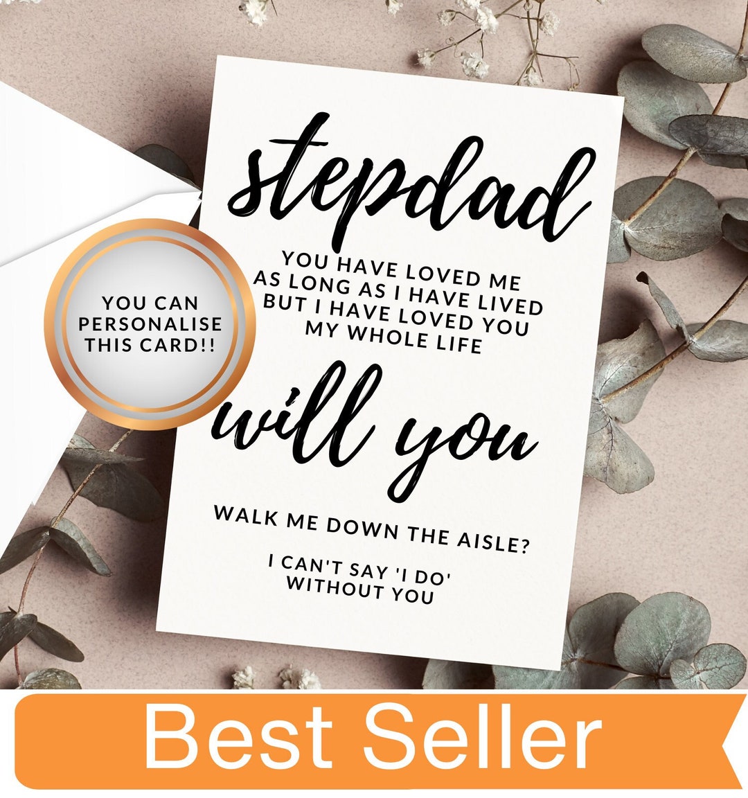 Step Dad Will You Walk Me Down the Aisle, Wedding Proposal Card CD005 ...