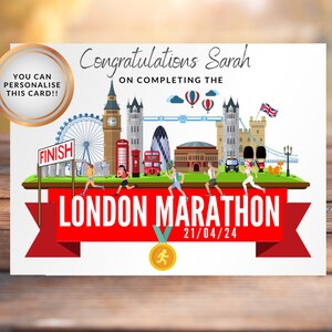 Congratulations on completing the London Marathon Card 21st April 2024 London Marathon Congratulations London Marathon Marathon Runner Card image 2