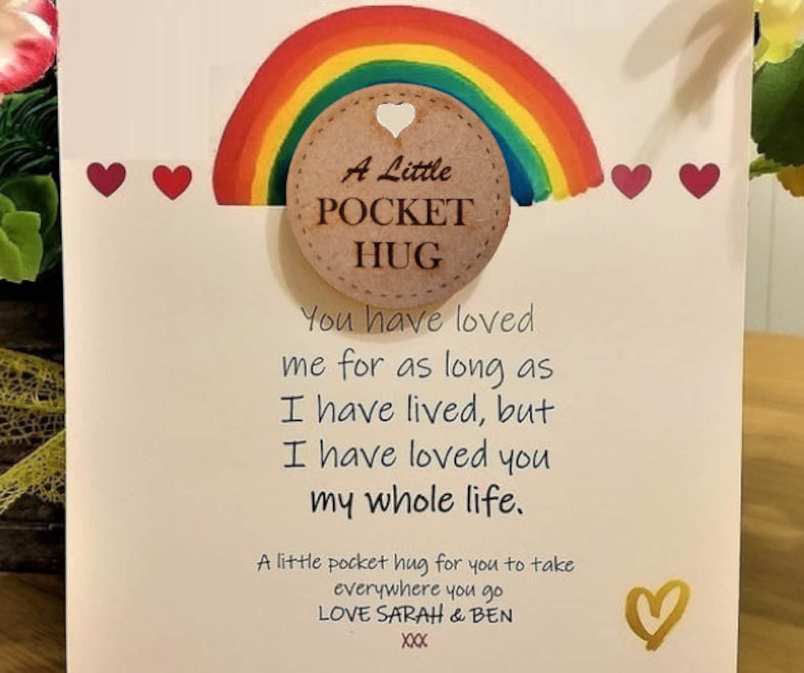 Personalised Little Pocket Hug Heart Token Card & Poem Gift Etsy
