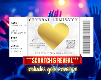 Concert Ticket Scratch Card, Surprise Scratch Card, Gig Scratch Card, Concert Card, Personalized Gift Card, Admission Ticket, Scratch Card