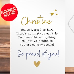 Tarjeta PERSONALIZADA MUY ORGULLOSA | Tarjeta "Estoy muy orgulloso de ti" | Tarjeta Bien Hecho | Nueva tarjeta de trabajo | Tarjeta de exámenes aprobados | Tarjeta de felicitaciones | Lo hiciste